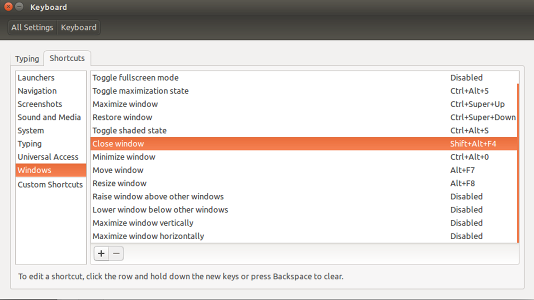 Ubuntu Close Window Hotkey